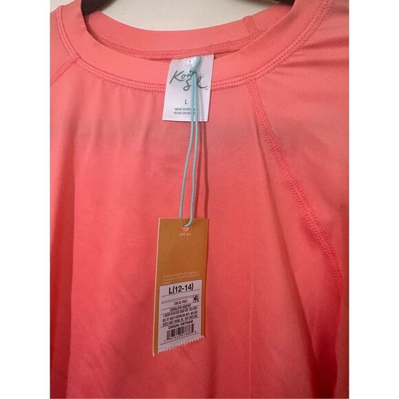 Kona Sol Peachy Orange Cropped Rash Guard Swim Cover Up Size Large - Picture 2 of 3